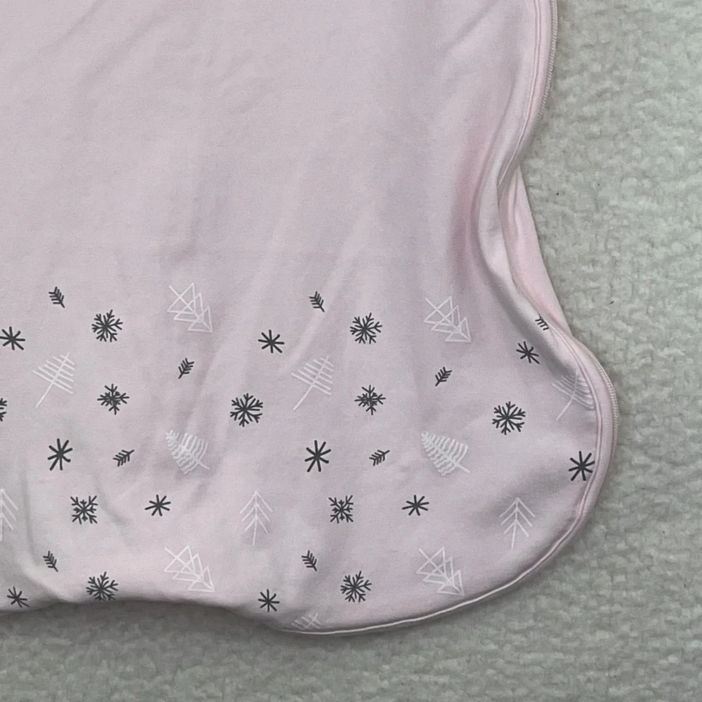 Nested Bean Zen Bag Pink Weighted Sleep Sack 0-6 Months Winter Snowflake Print